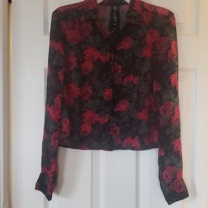 Sheer rose print top
